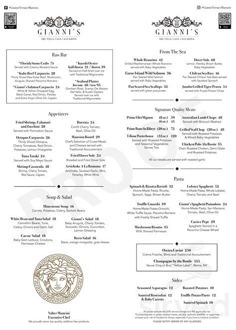 restaurant versace miami menu|gianni's versace mansion menu.